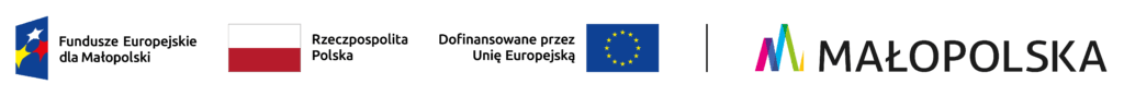 Zdjęcie z logotypami funduszy europejskich, polski, unii europejskiej i województwa małopolskiego.